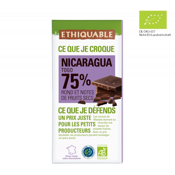 Noir-Schokolade 75% Nicaragua (bio), 100g