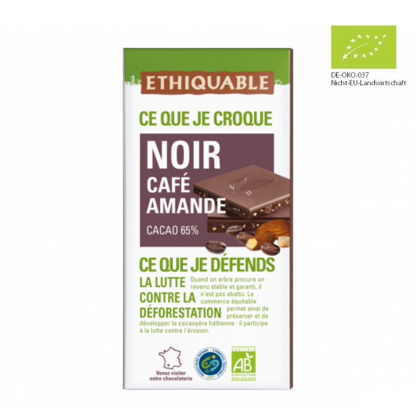Noir-Schokolade Kaffee-Mandel (bio), 100g