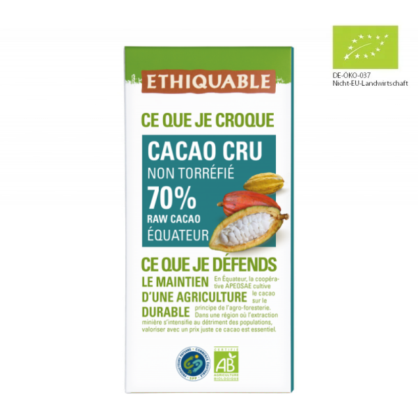 Rohschokolade 70 % Ecuador (bio), 80 g